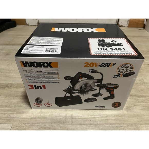 Worx 20V Combo Kit with Drill Circular Saw and Flex Light Model# WX959L